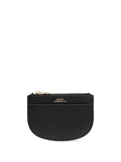 Apc Rounded Leather Purse In Schwarz