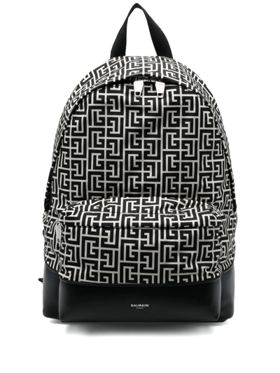 Balmain Logo-print Panelled Backpack In Schwarz