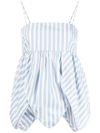 Ganni Stripe-print Spaghetti-strap Top In Weiss