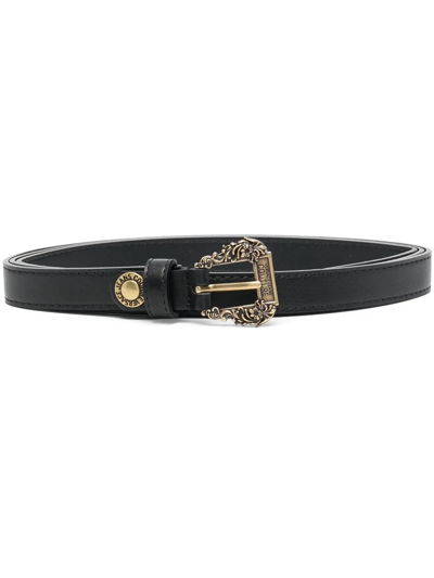Versace Jeans Couture Logo Buckle Belt In Schwarz