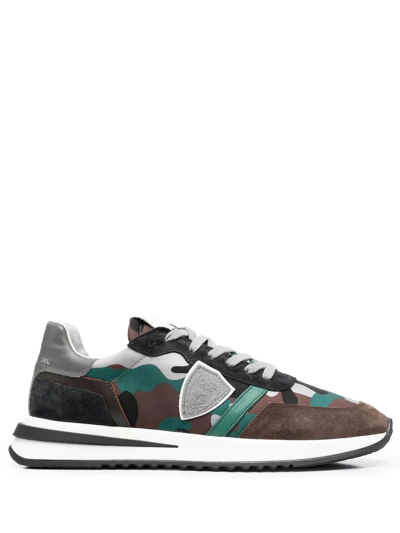 Philippe Model Paris Camouflage-print Lace-up Trainers In Braun