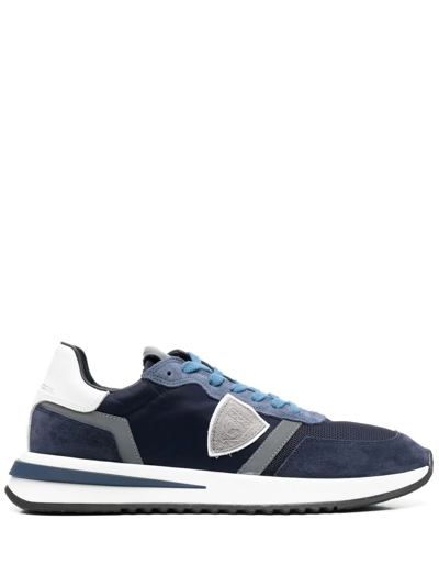 Philippe Model Paris Panelled Crest-motif Trainers In Blue