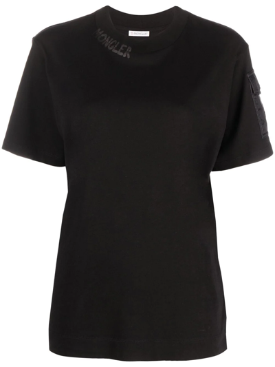Moncler Logo-patch Cotton T-shirt In Nero