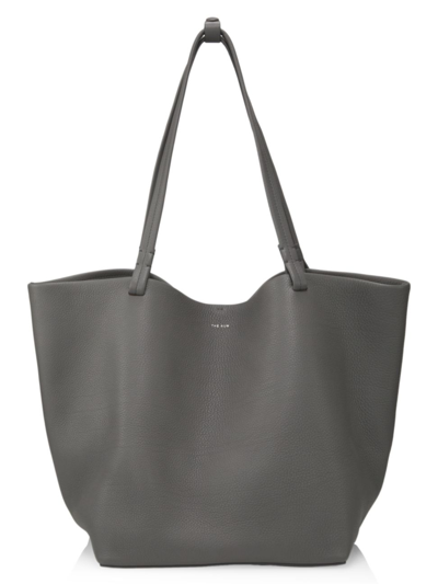 The Row Park Three Leather Tote In Charcoal