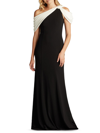Tadashi Shoji Knotted One-shoulder Crepe Gown In Black White