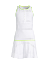 L'etoile Sport Lace Button-front Tennis Dress In White Lace With Yellow Trim