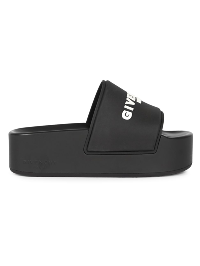 Givenchy Rubber Logo Platform Sandals In Black