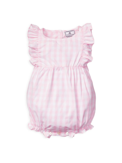 Petite Plume Unisex Pink Gingham Ruffled Romper - Baby