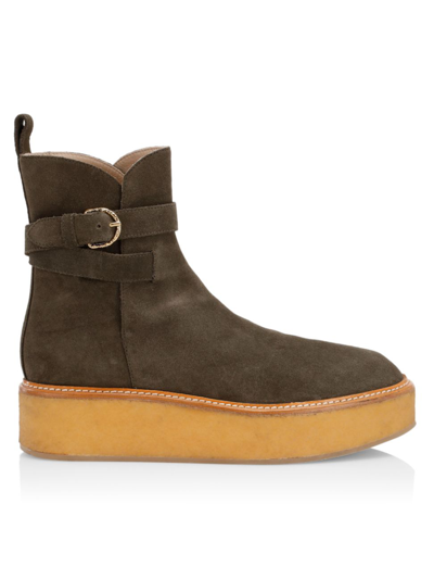 Ulla Johnson Lennox Suede Ankle-buckle Platform Boots In Beech Suede