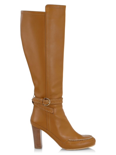 Ulla Johnson Adler Leather Buckle Tall Boots In Caramel