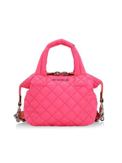 Mz Wallace Micro Sutton Quilted Nylon Tote In Neon Pink