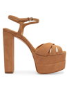 Schutz Women's Keefa Platform High Block Heel Sandals In Honey Beige