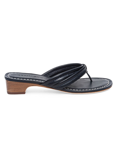 Bernardo Miami Leather Demi-wedge Thong Sandals In Black