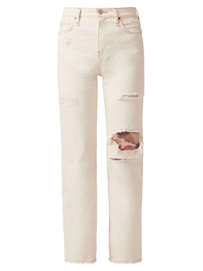 Hudson Remi High-rise Distressed Straight-leg Ankle Jeans In White