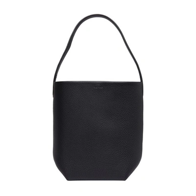 The Row Small Lux Grain Park Leather Tote Bag In Black Pld