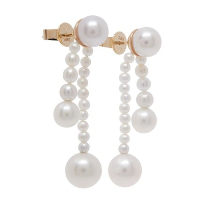 Sophie Bille Brahe Ruban De Perles Earrings In Pearl