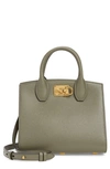 Ferragamo The Studio Box Leather Top Handle Bag In Verde Olivo