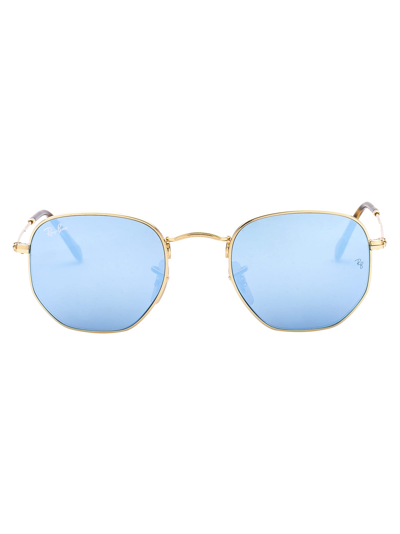 Ray Ban Hexagonal-frame Sunglasses In Blue