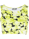 Msgm Floral Print Cropped Top In Green