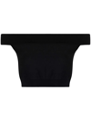Alexander Mcqueen Woman Black Off Shoulder Crop Top In Black
