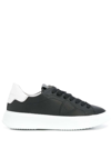 PHILIPPE MODEL TEMPLE LOW BLACK LEATHER SNEAKERS