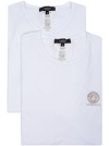 VERSACE VERSACE MANS SET OF TWO WHITE COTTON CREW NECK T-SHIRTS WITH LOGO