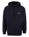 BALENCIAGA MAN NAVY BLUE OVERSIZE HOODIE WITH EMBROIDERED LOGO