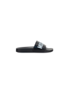Moschino Mens Black Rubber Sandals In Nero+logo Bianco