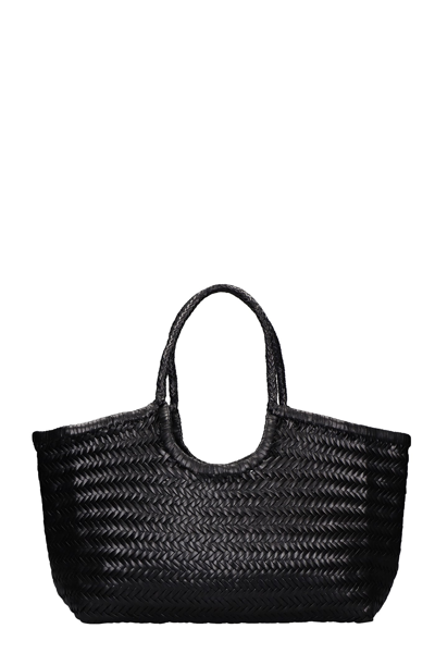 Dragon Diffusion Big Nantucket Woven Leather Basket Bag In Black