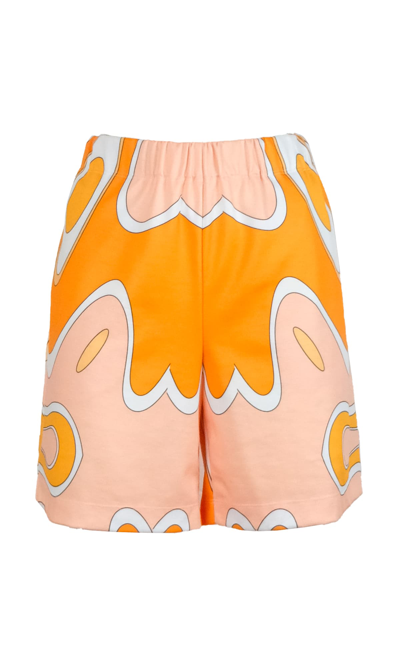 Sara Battaglia Printed Shorts In Blue Lagoon