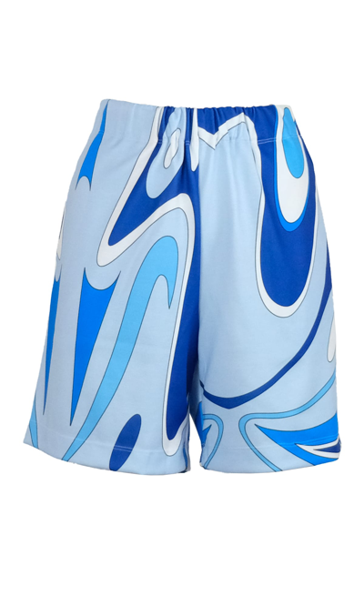Sara Battaglia Printed Shorts In Blue Lagoon