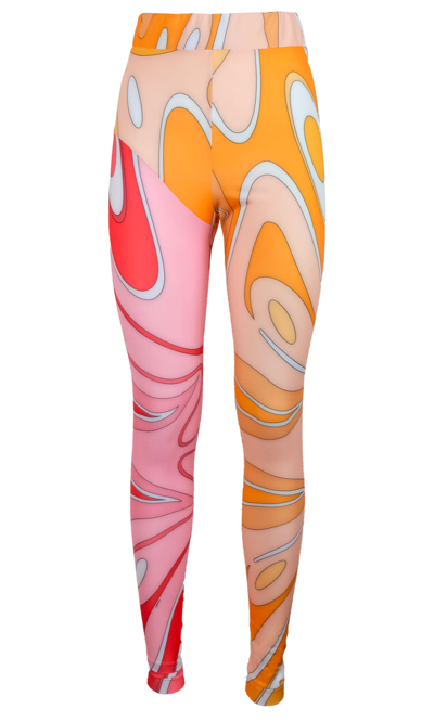 Sara Battaglia Printed Leggings In Orange Print