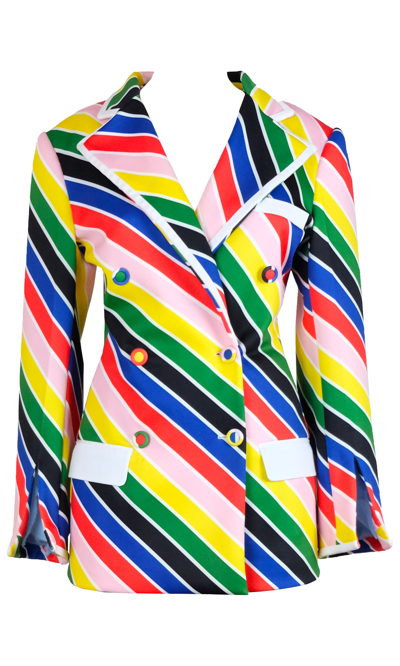 Sara Battaglia Double Breasted Jacket In Rainbow