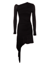 Helmut Lang Scala Draped Long-sleeve Asymmetric Hem Mini Dress In Yvm