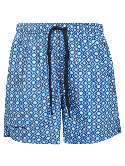 Tagliatore Pattern-print Swim Shorts In Blue