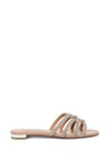 Aquazzura Moondust Crystal-embellished Leather Slides In Beige