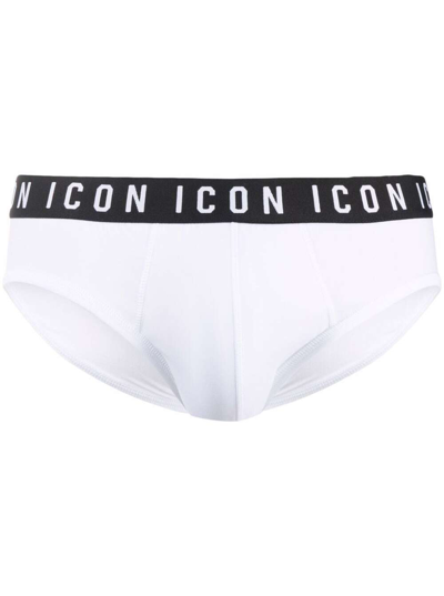 Dsquared2 D-squared2 Mans White Cotton Briefs With Logo