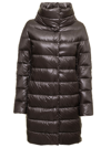 HERNO HERNO WOMANS DORA ULTRALIGHT QUILTED GREY NYLON LONG DOWN JACKET