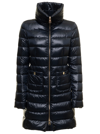 HERNO HERNO WOMANS MARIA BLUE QUILTED NYLON LONG DOWN JACKET