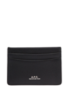 APC A.P.C MANS BLACK LEATHER CARD HOLDER WITH LOGO