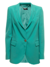 LIU •JO LIU JO WOMANS GREEN FABRIC SINGLE-BREASTED BLAZER