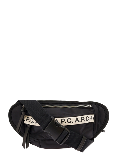 Apc A.p.c Man's Black Banane Black Nylon Bel Bag With Logo