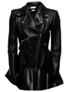 Alexander Mcqueen Frock-detail Peplum Leather Biker Jacket In Black