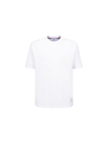 Thom Browne Center-back Striped Piqué T-shirt With Ribbed Crew Neck In White