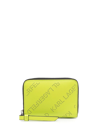 Karl Lagerfeld K/punched Perforated-detail Wallet In Yellow
