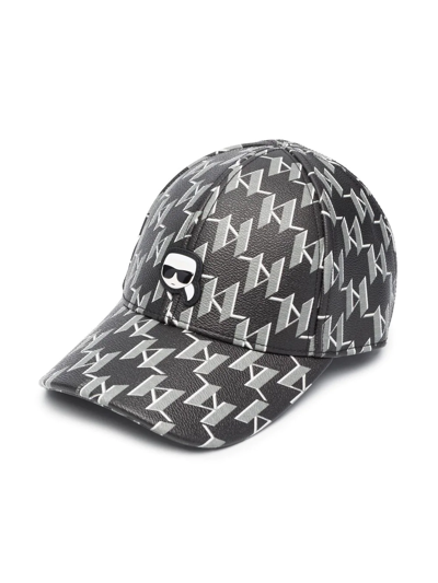 Karl Lagerfeld K/ikonik Monogram-print Cap In Black