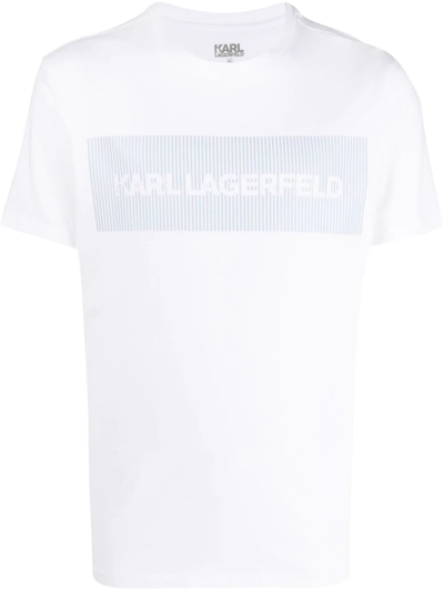Karl Lagerfeld Stripe-print Branded Pajama Set In White