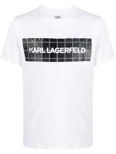 Karl Lagerfeld Grid-pattern Branded Pyjama Set In Black