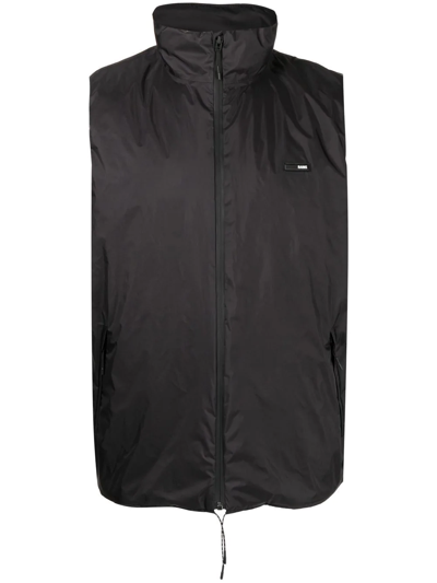 Rains Logo-patch Padded Gilet In Black
