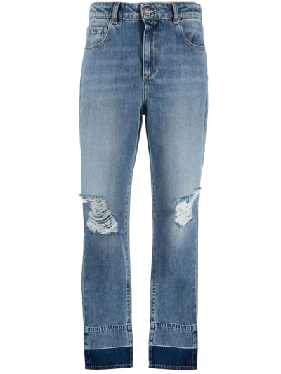 Pinko Ripped-detail Denim Jeans In Blue